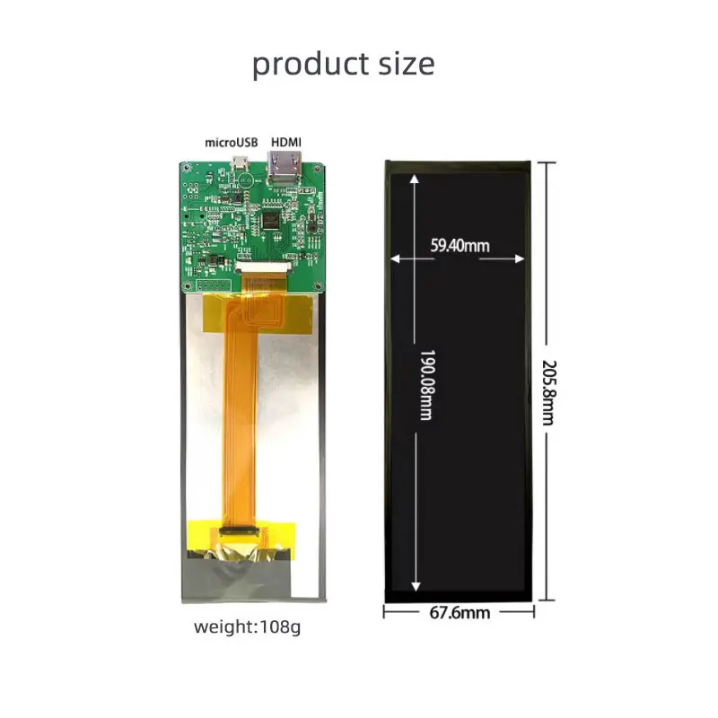 Bar LCD Monitor1280x400 Resolution 7.84 Inch IPS Full Viewing Angle High  LCD Display Chassis Game Shelf Sub Screen Portable