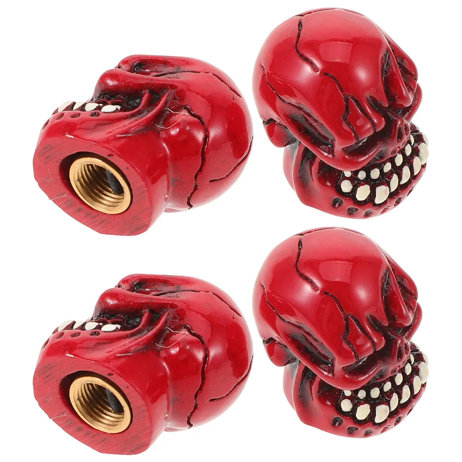 

4Pcs Tire Valve Caps Skull Design Resin Universal Fit for Car Motorcycle Wheel Air Stem Protection Decorative Auto Accessories