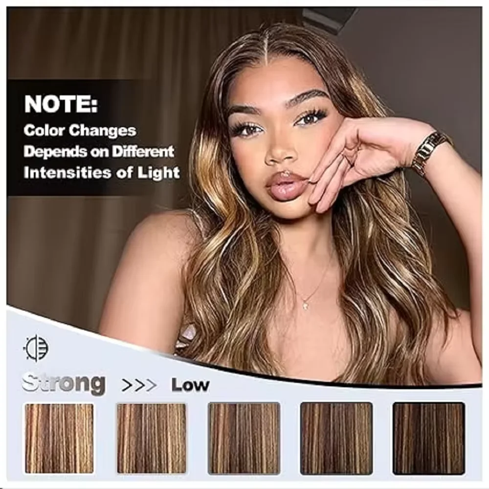 Parrucche per capelli umani Ombre da 30 pollici Biondo miele Evidenzia 4/27 Fasci di capelli umani colorati dell'onda del corpo 4/5 pezzi Estensione dei capelli brasiliani