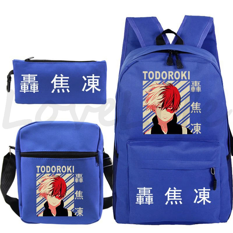 Japan Anime My Hero Academia Backpack for Boys Girls Manga Shoto Todoroki Print School Bag 3 Pcs/sets Backpacks Travel Rucksack