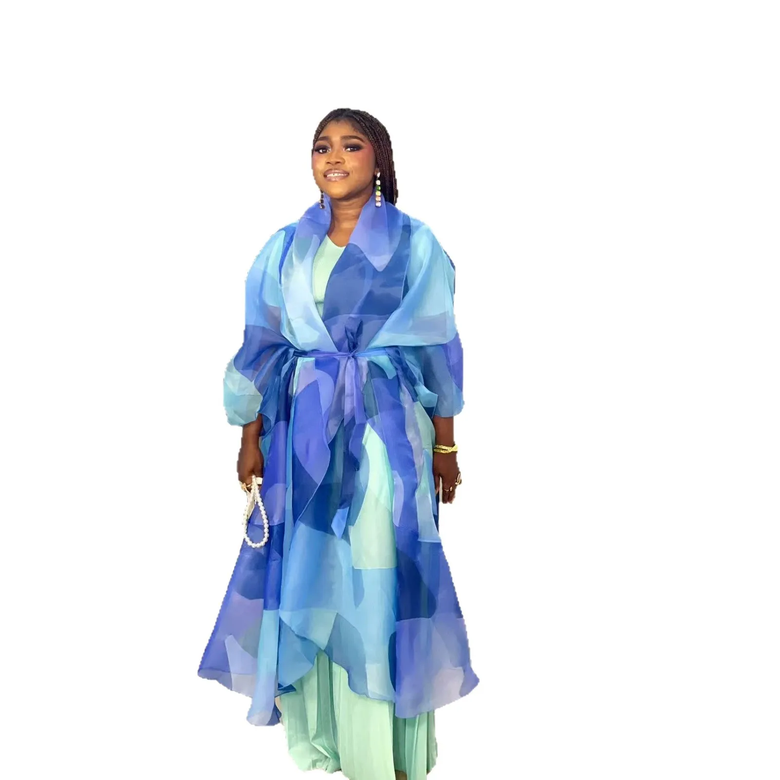 Miyake Pleated African Loose Suit Fashion Print Casual Loose Wide-leg Pants Three-piece Women's Clothing