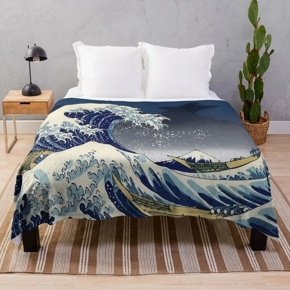 

BLUE The Great wave Throw Blanket Luxury Thicken For Sofa Thin Kid'S Decorative Sofa Blankets