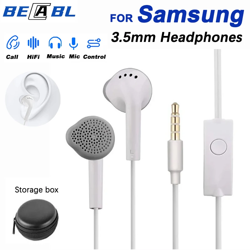 For Samsung Earphone EHS61 S5830 3.5mm Wired Headset With Mic For Galaxy A15 A14 A06 A05 A25 A34 A13 A12 M15 M34 M14 S9 S10 Plus