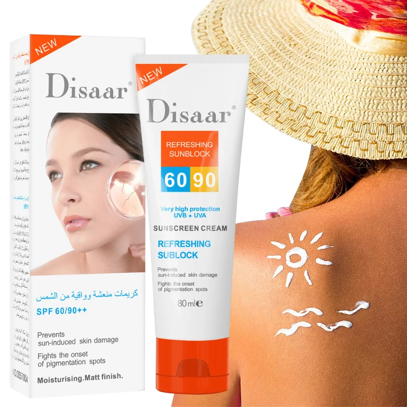 

Face Body Whitening Sunscreen SPF90+ Refreshing Sun Cream Moisturizing Long-Lasting Skin Protective Sunblock Skin Care 80ml