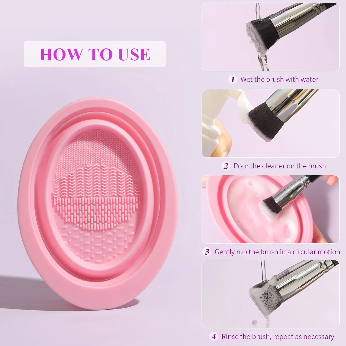 OVW New Silicone Washing Bowl Makeup Brush Cleaning Box Folding Powder Puff Eyeshadow Brushes Cleaner Colorful Scrubber Box