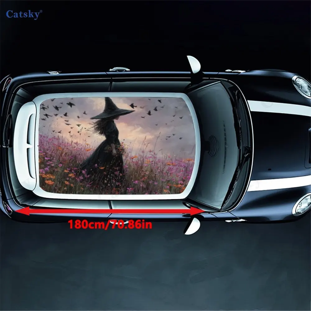 Girl in a flower field PVC material self-adhesive waterproof car roof sticker, paste firm and anti-ultraviolet, waterproof and s