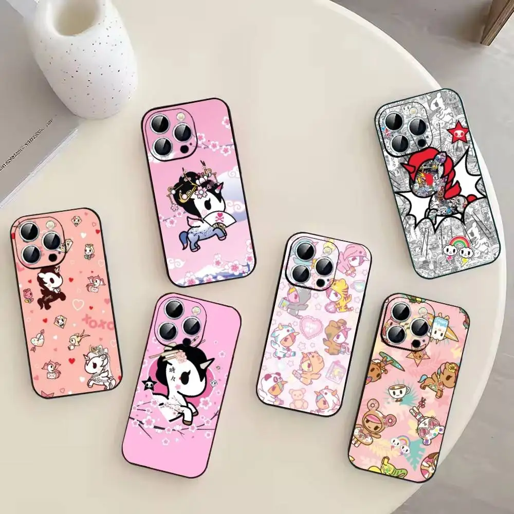 

Japan T-Tokidokis Phone Case For iPhone 17,16,15,14,13,12,11 Plus,Pro Max,XS,Soft Silicone Black Cover