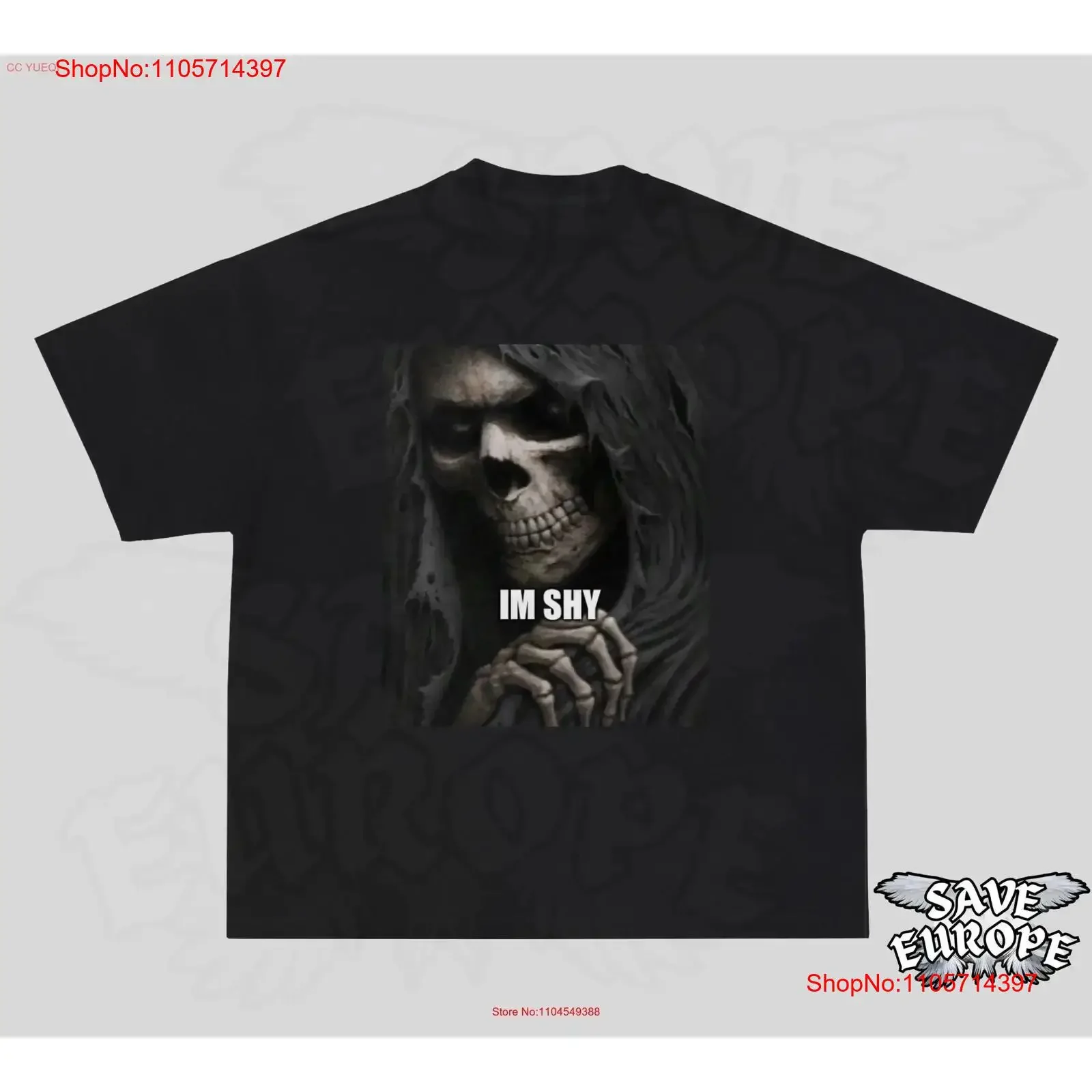 Funny Badass Skeleton T Shirt Im Shy Meme Evil Lover vintage Washed graphic Unisex Stretched Casual Slightly Comfortable