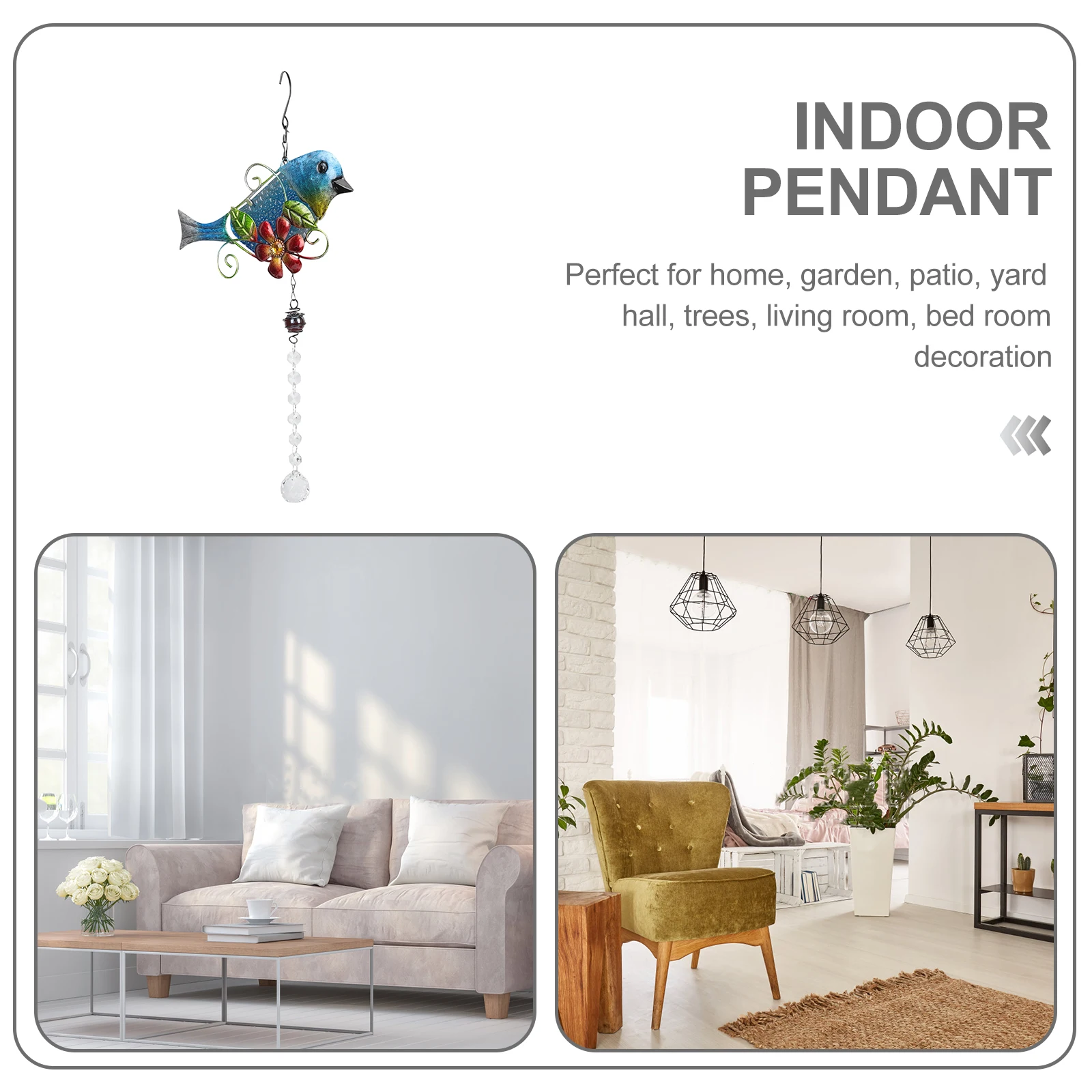 

Garden Wrought Iron Ornaments Hanging Sun Catcher Decorations Party Blue Crystal