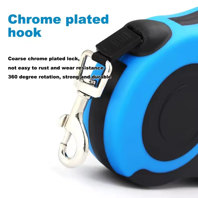 Automatisch einziehbare Hundeleine, 3 m/5 m, aus Nylon, für kleine und mittelgroße Hunde, Katzen und Welpen, ideal für Ausflüge, Spaziergänge und Wanderungen im Freien. – Detail 5