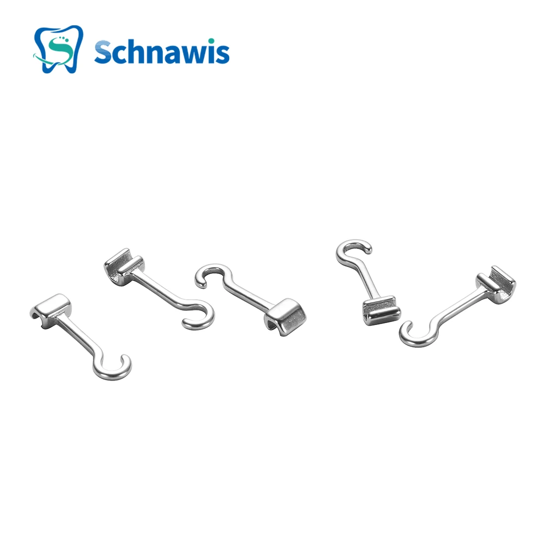 Schnawis 10Pcs/Pack Dental Orthodontic Crimpable Hook Curved Multi-Function Long Hook Fixed on ArchWires Ortodoncia Materials