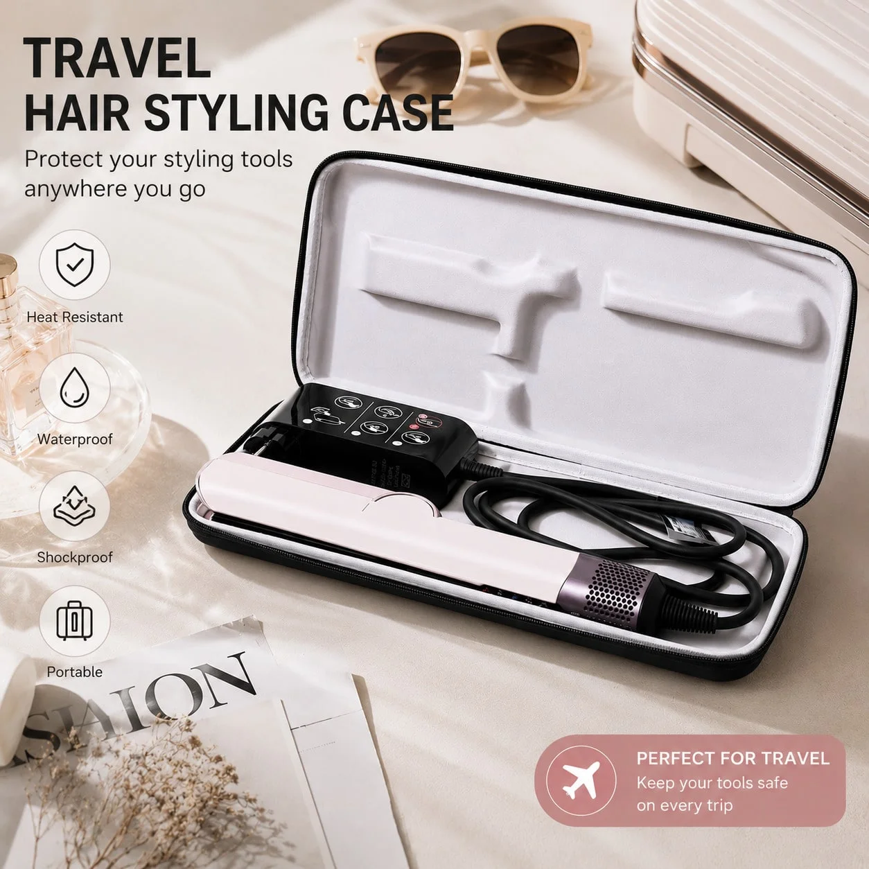 Estojo de armazenamento rígido em EVA para Dyson HT01, resistente ao calor, à prova de choque, bolsa de viagem protetora para ferramentas de modelagem de cabelo, portátil.