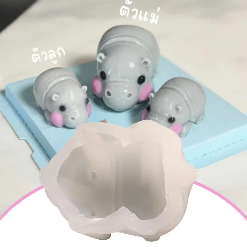 

3D Hippo Silicone Mold Animal Cake Mold Fondant Cake Sugar Art Mold Food Grade Safety Multifunctional Baking Mold