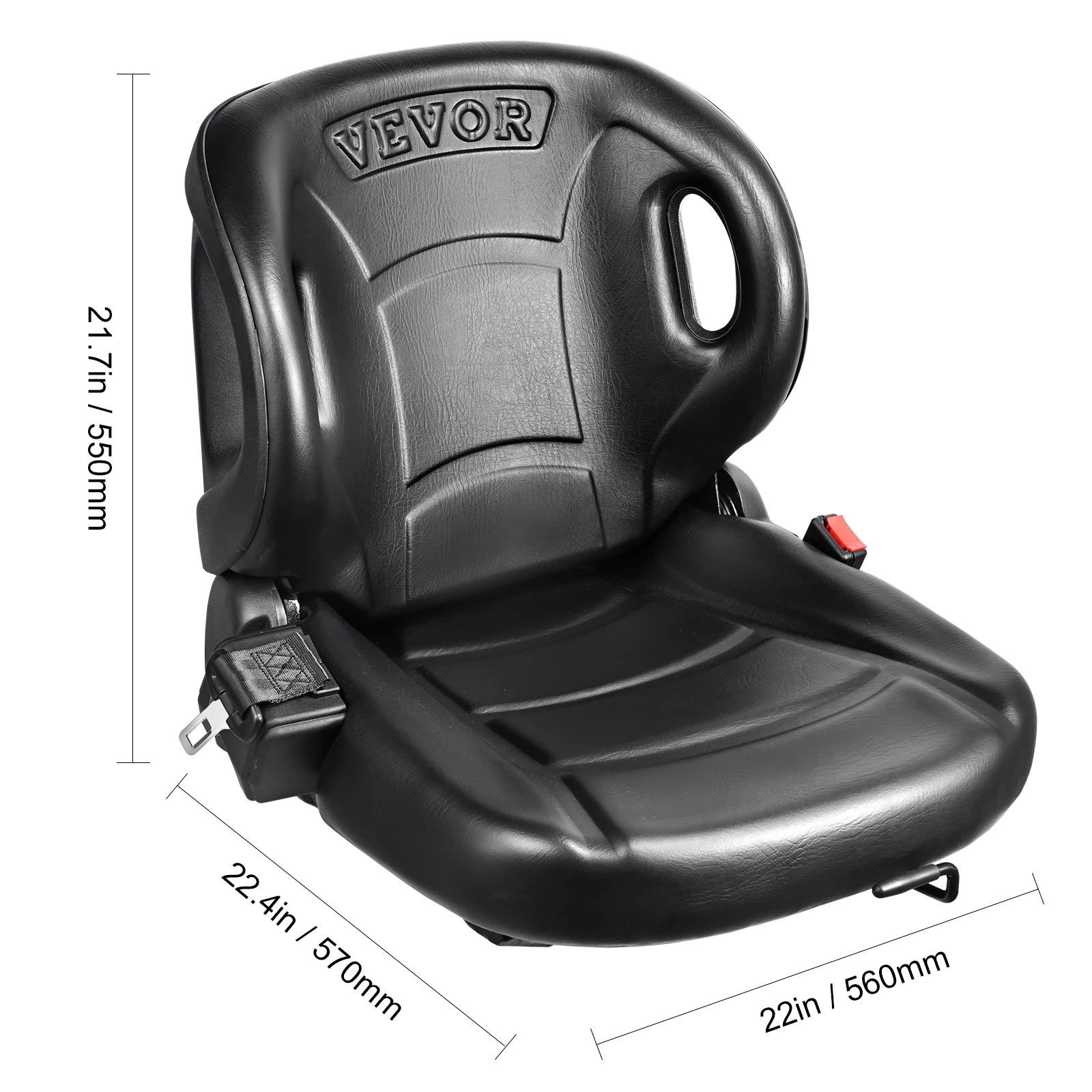 SucceBuy Universele vorkheftruckstoel Opklapbare tractorstoel met verstelbare hoekrug en microschakelaar Comfortabele vorkheftruckstoel