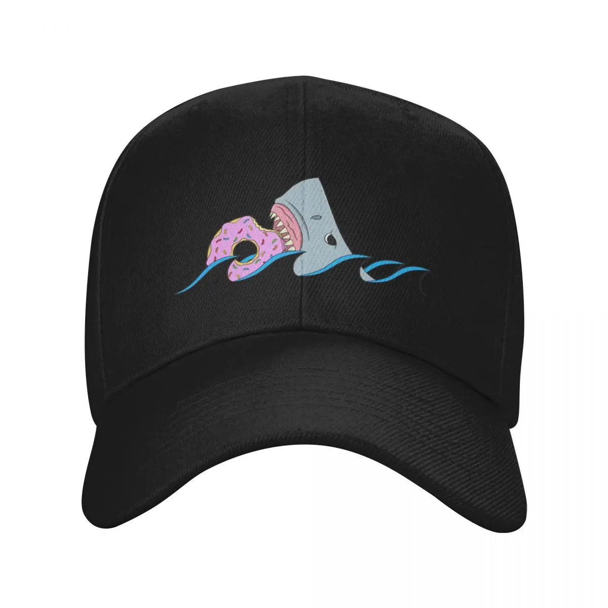 I eat what I want | Great White Shark eating a donut Baseball Cap Custom Cap Anime Beach Sun Cap Women Beach Fashion Men's