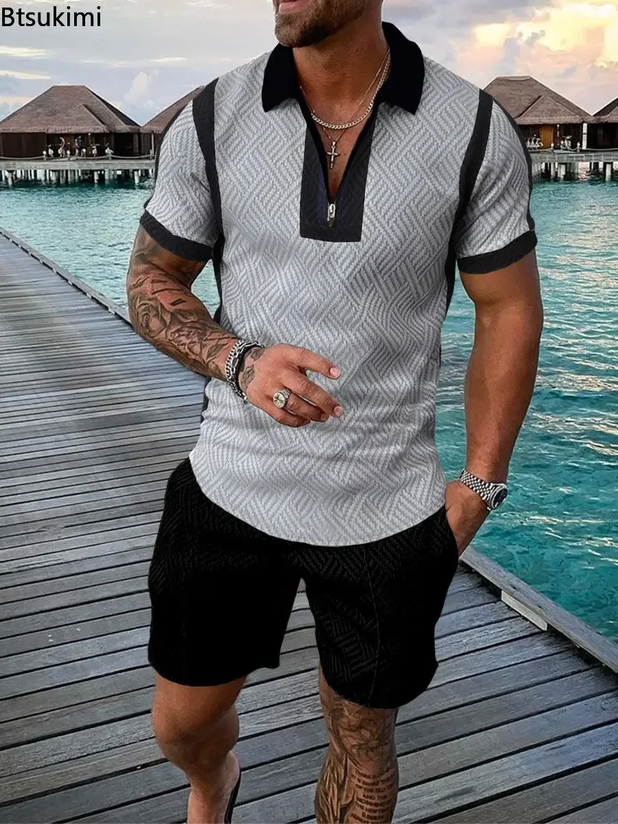 2024 Men‘s Summer Clothing Luxury Polo Shirts Short Sleeve Set Casual Man Shorts Tracksuit Outfits Social Golf Lapel T-Shirts