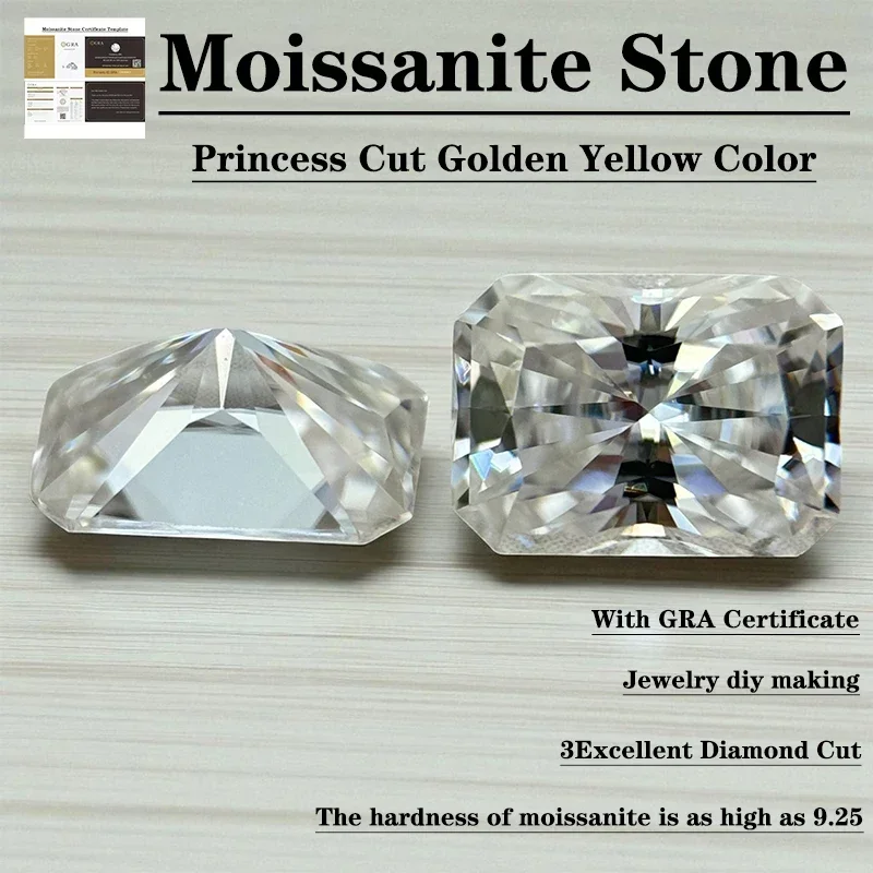 

Moissanite Stone Radiant Cut D Color VVS1 with GRA Certificate Gemstone Charms Beads Pass Diamond Tester for jewel making