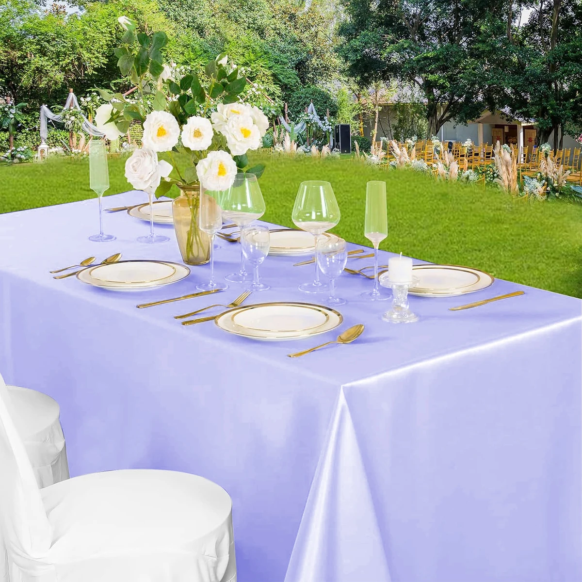 

French Romantic Polyester Satin Festival Decorative Tablecloth, Dining Table Tablecloth