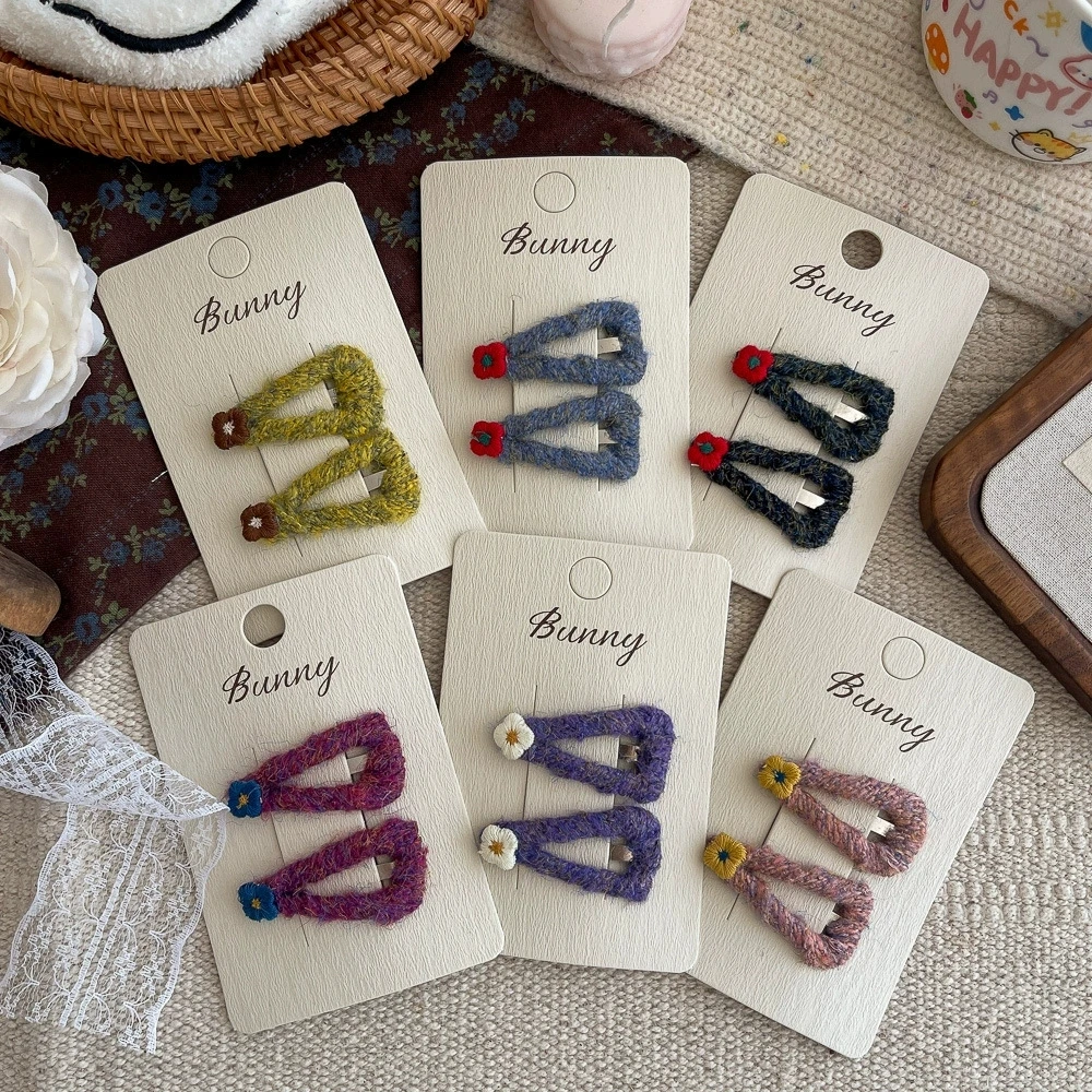 

Заколки для волос с шерстяной оберткой для девочек, милые детские заколки с цветочным принтом, треугольная заколка для волос, детские аксессуары для волос, заколки для волос в корейском стиле