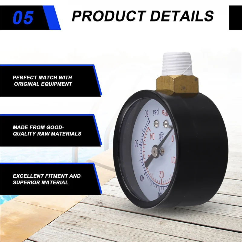 

IALJ-2Pcs ECX270861 Filter Pressure Gauge For Hayward Pro Series Sand Filter Model 1/4 Inch NPT Pool Gauge