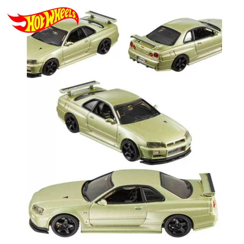 Original Hot Wheels Premium Car Nissan Skyline GT-R(BNR34) V SPEC 1/43 Diecast Toys for Boys Alloy Vehicle Model Collection Gift