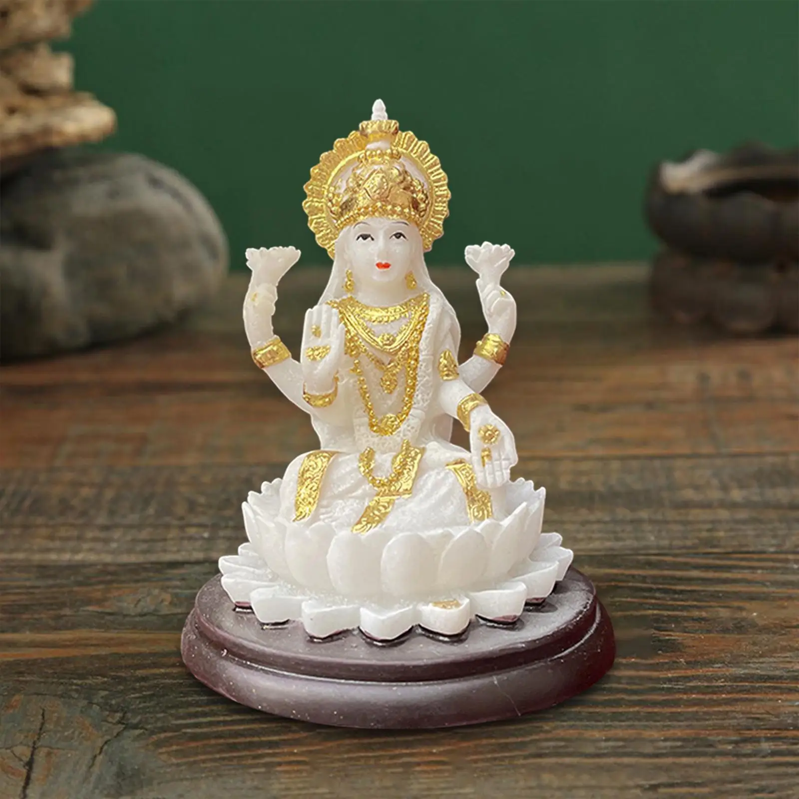 Hindu Goddess Lakshmi Statue Decorative Collectible Tabletop Ornament Feng Shui