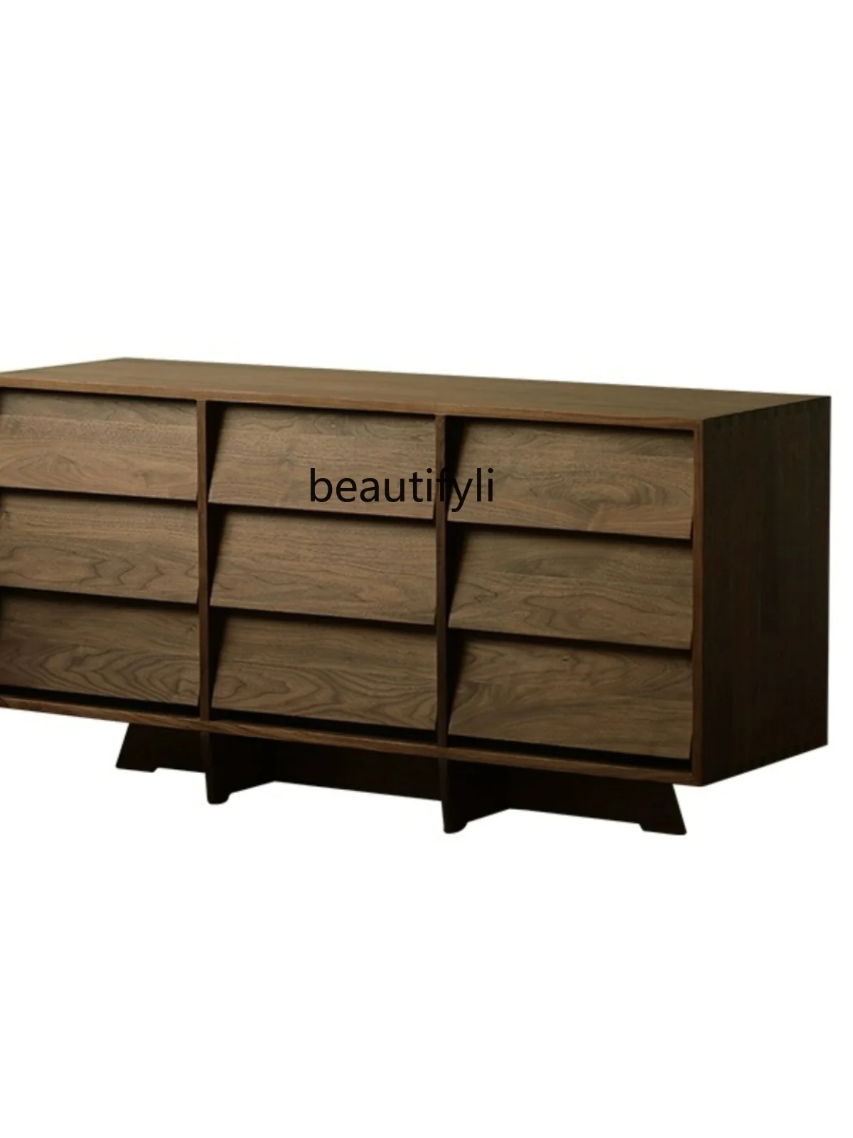 

Nordic Solid Wood Living Room Modern Simple Storage Walnut Color Light Luxury Locker