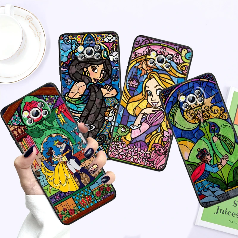 Mosaic Stitch Princess For Xiaomi Mi Poco F5 F4 F3 X6 X5 X4 X3 M6 M5 M5S M4 M3 C65 Pro GT NFC 5G Black TPU Phone Case