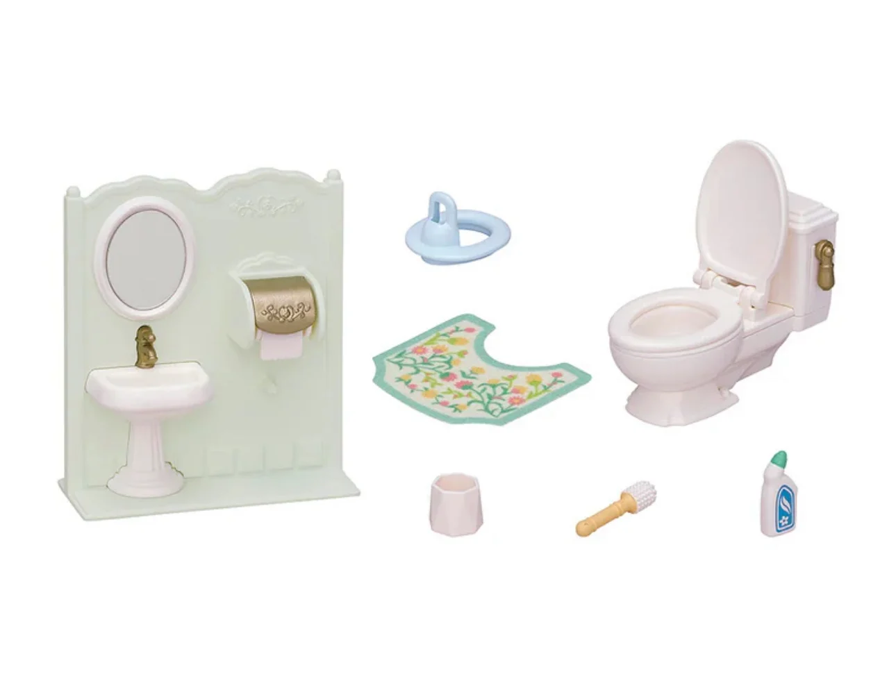 Sylvanian family-Juego de lavabo de inodoro japonés, accesorios de juguete para casa de juegos, ropa original, Año Nuevo, 2023