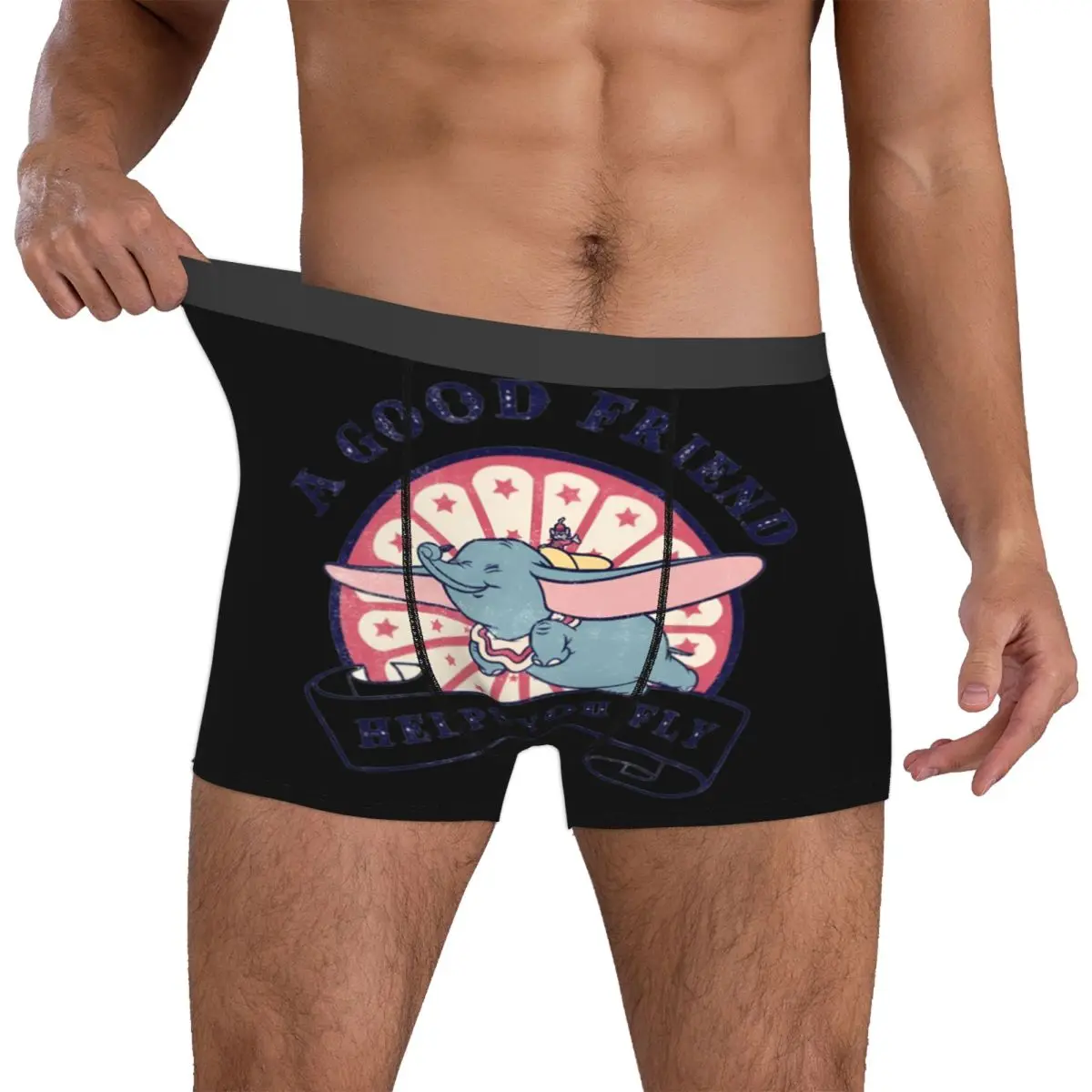 Ropa interior personalizada D-Dumboes para hombre, calzoncillos tipo bóxer con estampado de elefante volador, calzoncillos suaves