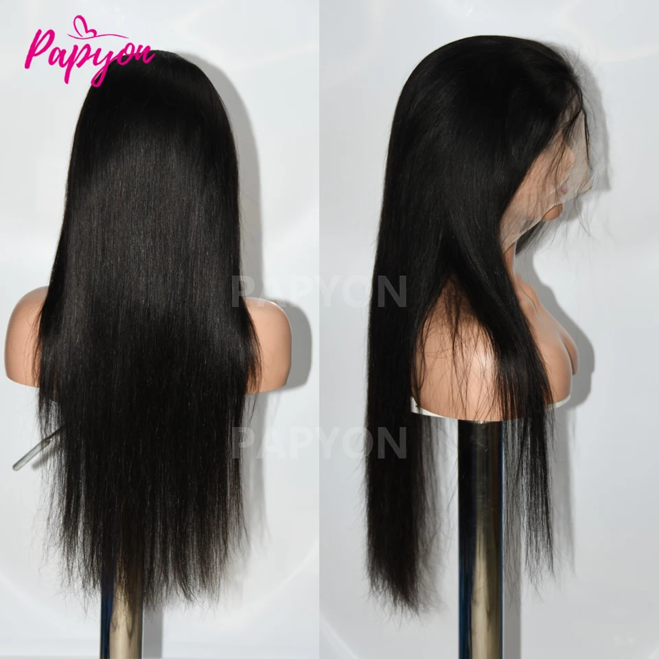 13x6 Full Frontal Straight 30 32 34 Zoll HD Transparente Lace Front Echthaarperücken, vorgezupfte brasilianische Frontalperücken, 200 Dichte – Detail 10