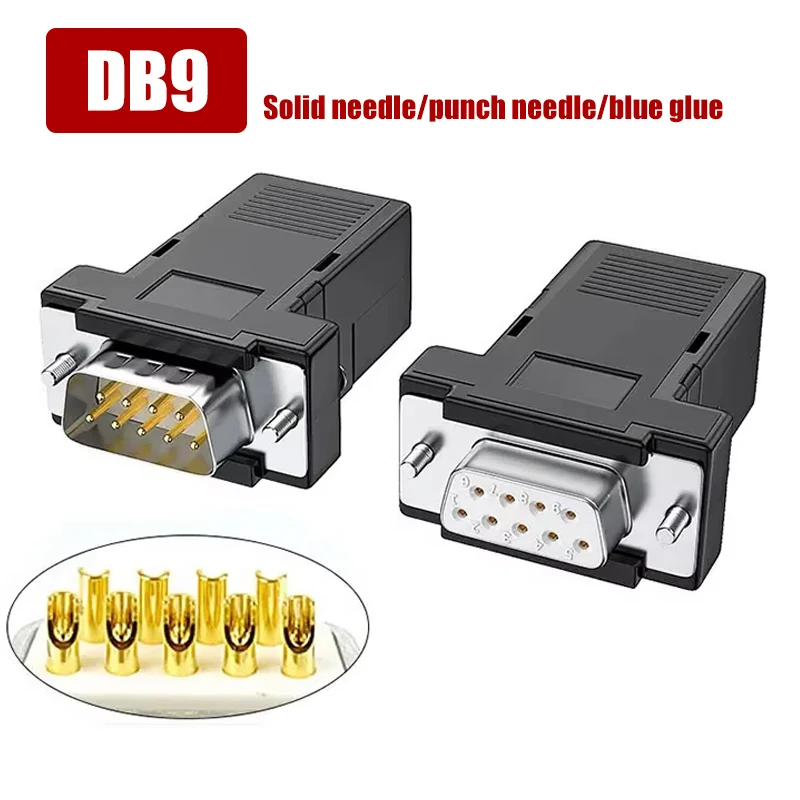 

RS232/485 DB9 Plug Male Female COM Serial Port Connector Adapter Quick Installation 9Pin Solid Pin Plastic Shell Snap Terminal