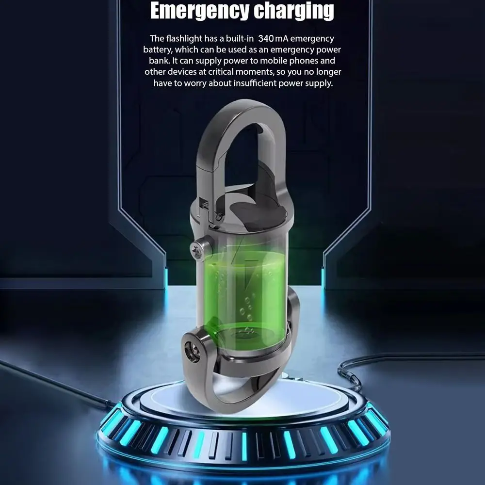 with Red&Blue Light Mini Keychain Flashlights USB Rechargeable Ultra Bright LED Torch Portable Camping Lantern Searching Hiking