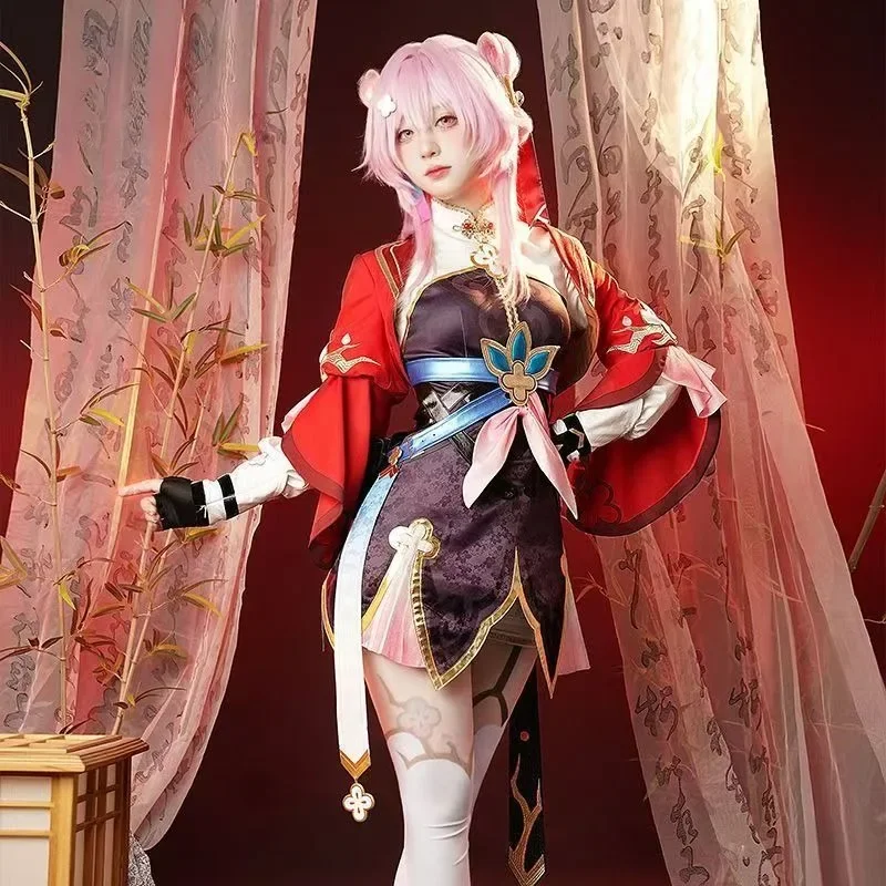 March 7th Cosplay Game Honkai Star Rail Fencer Red Sweet Short Dress Full Set Women  Role Play Outfit New Year Costume