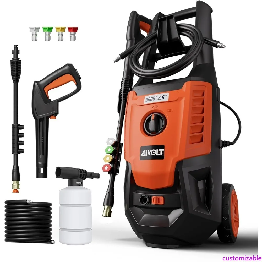 

Мойка высокого давления со скоростью потока 2,6 галлона в минуту и 4 насадками для чистки автомобилей, заборов и палуб