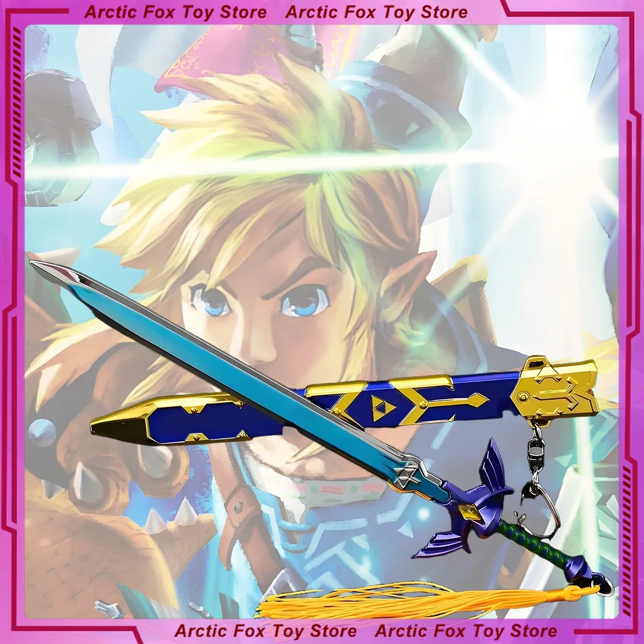 Porte-clés de jeu animé The Legend of Zeld, 22cm, Version d'essai final, épées Katana, modèle d'armes, figurines d'action en métal, jouets cadeaux pour enfants