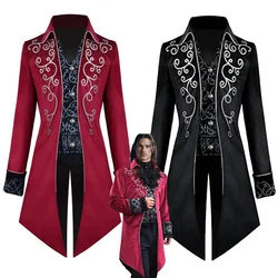 Gothic Embroidered Victorian Jacket Renaissance Costume For Men Xmas Steampunk Vintage Tailcoat Medieval Frock Coat Retro