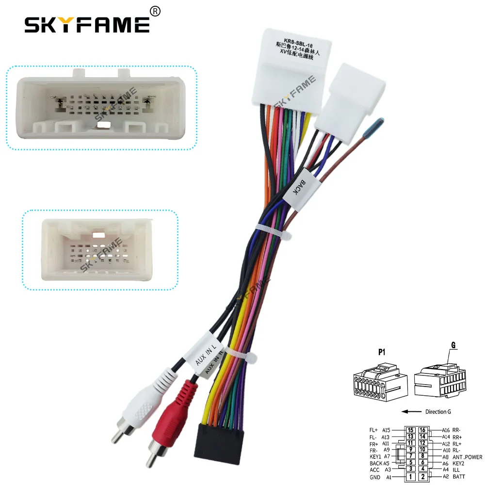 SKYFAME Car 16pin Wiring Harness Adapter Android Radio Power Cable For Subaru Forester XV Low-End view 2