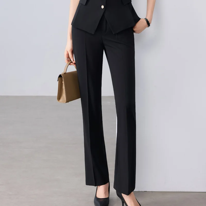 Women's Lightweight Summer Professional Suit Jacket And Pants Set Slim Fit Three Quarter Sleeve Work Commute Formal Wear