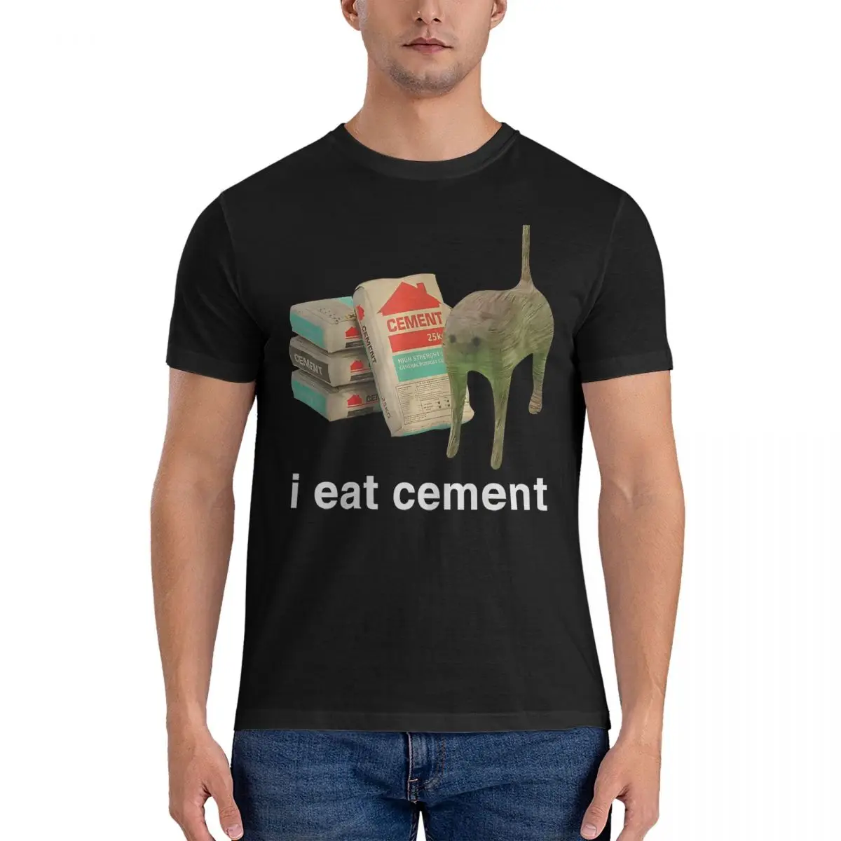 I Eat Cement Oddly Specific T Shirts MEME CAT Novelty Tee Shirt Short Sleeve Round Collar T-Shirt 100% Cotton Classic Clothes