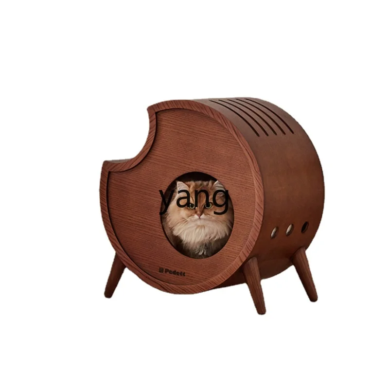 LMM Autumn and Winter Warm Cat House Non-Covering Solid Wood Cat Bed