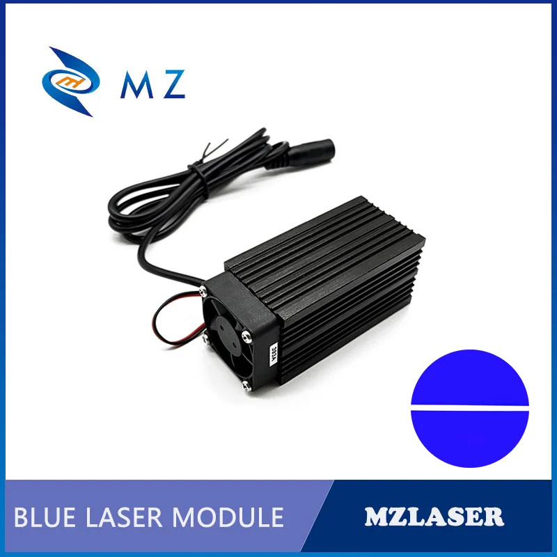 Hot Selling 33x33x75mm 450nm 1600mw 1.6W Blue Line Laser Diode Module With Cooling Fan Industrial Grade With Adapter