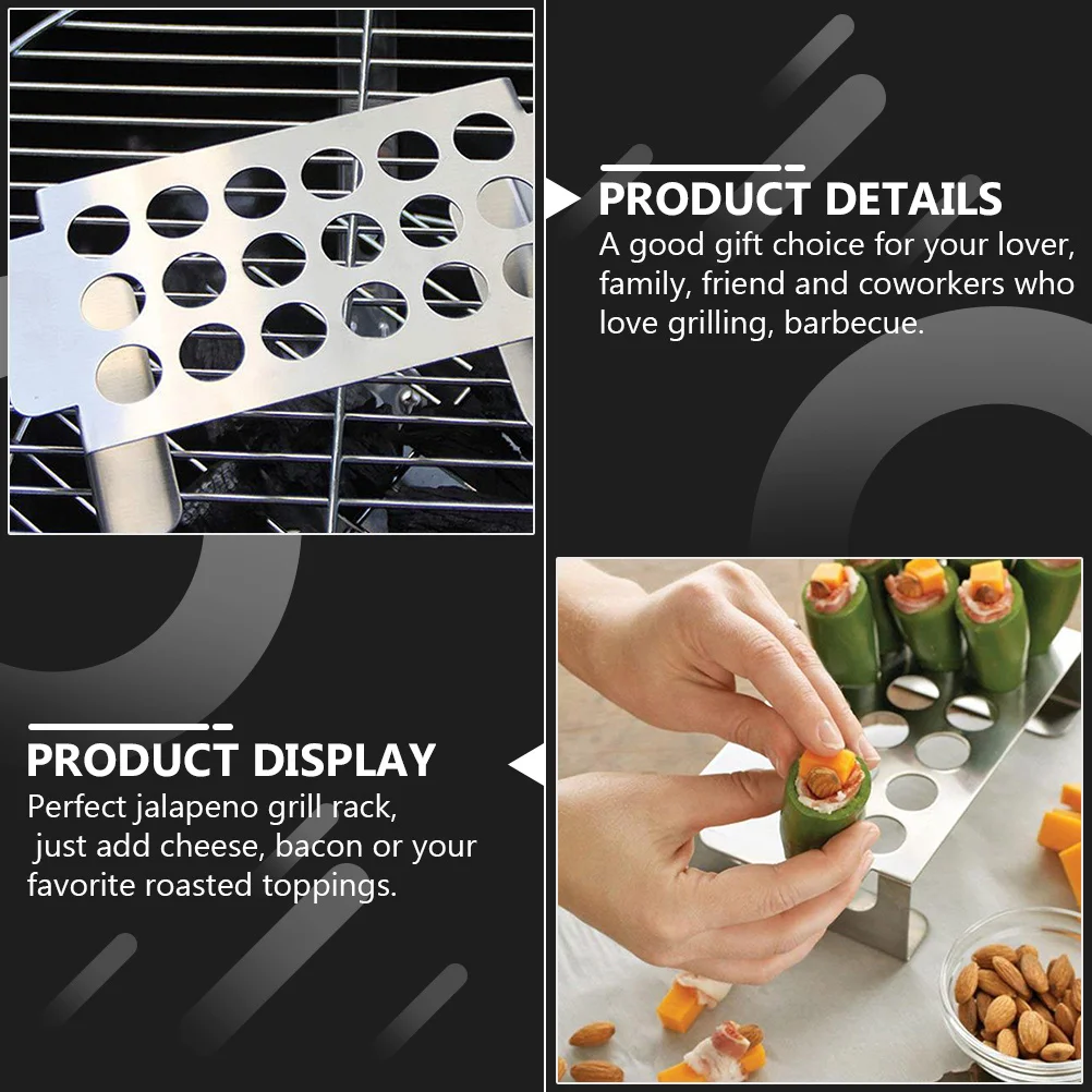 

Stainless Steel Jalapeno Grill Rack Pepper Roasting Stand Practical Outdoor Barbecue Chili Rack Gift Barbecue Accessory