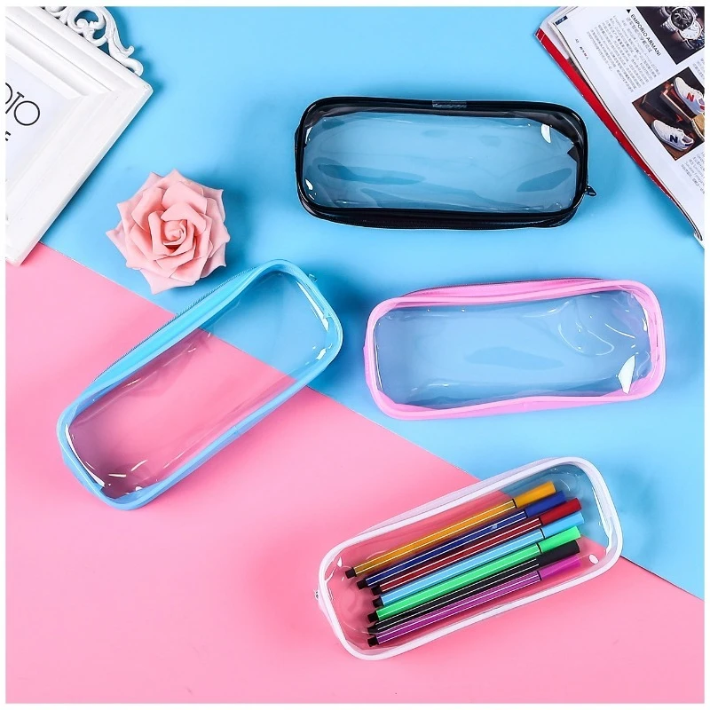 Transparente PVC-Wasserdichte Federtasche mit praktischem Reißverschlussdesign, ideal für Prüfungen und Studium, spezielle Federtasche für Studenten.
