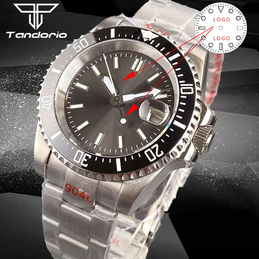 Customized 40mm Gray Sunburst Dial NH35A Movement Diver Automatic Watch Men Date Sapphire Glass 316L Bracelet Slide Buckle