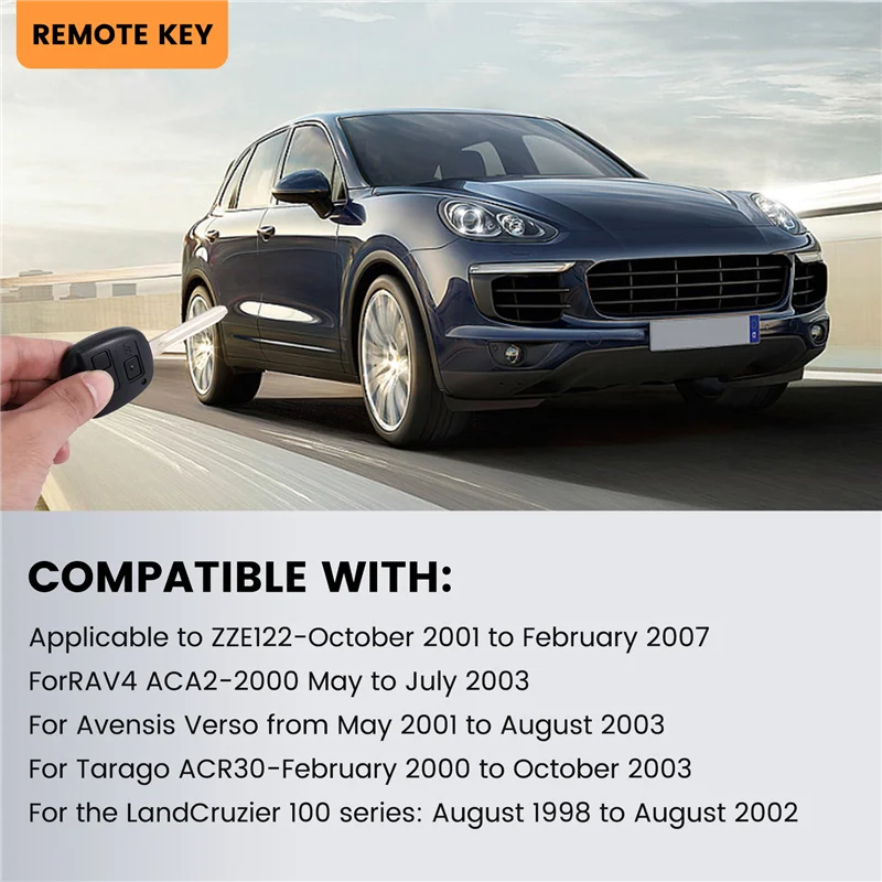 

Автомобильный умный дистанционный ключ, 2 кнопки, 4C чип, автомобильный брелок, подходит для Toyota Corolla 2001-2007, 304 МГц