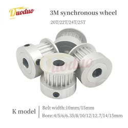 3M Synchronous Wheel K-type Pulley 3GT Number Teeth 20T/22T/24T/25T Timing Pulley Bore 4/5/6/6.35~15mm For Belt Width 10mm/15mm,