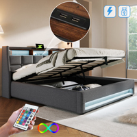 Bed frame 90x200cm 160x200cm 140x200cm 180*200cm Soft padded bed with USB, metal frame, LED double bed, crib (no mattress)