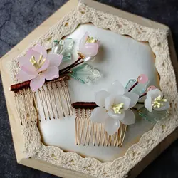 Classic Hair Combs Chinese Hanfu Hair Accessories Floral Pearl Hairpin Girls Vintage Side Pins Ancient Wedding Hair Jewelry