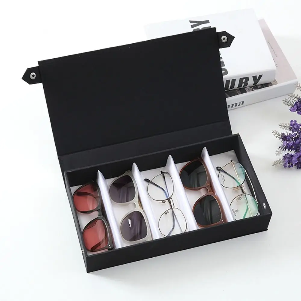 Simple 5/8/15 Slot PU Glasses Case Grids Eyewear Holder Sunglasses Box Jewelry Organizer Jewelry Display Box Women